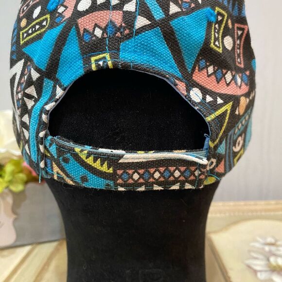 80s 90s Style Abstract Print Strapback Cap Hat Adjustable Unisex 100% Cotton - Picture 9 of 14